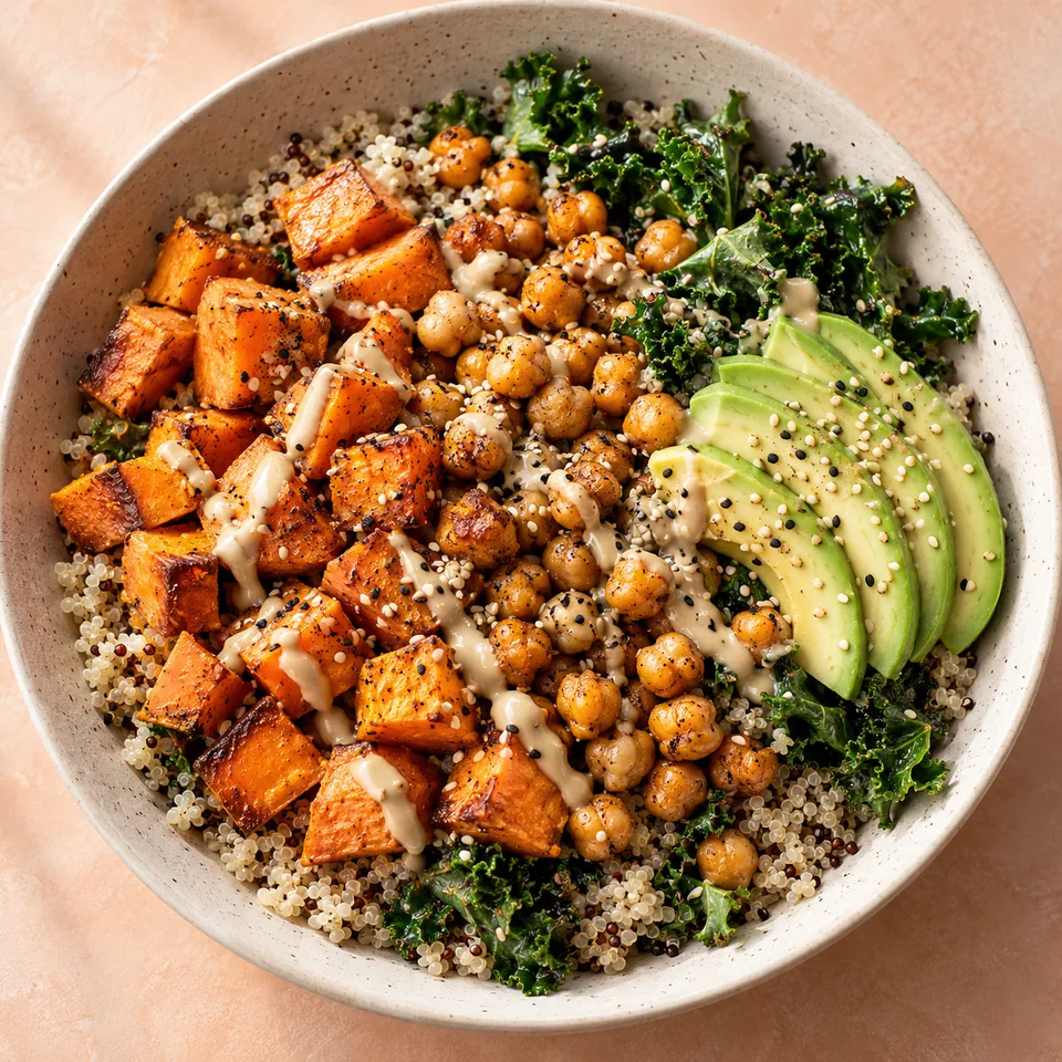 Roasted chickpeas and colorful vegetables